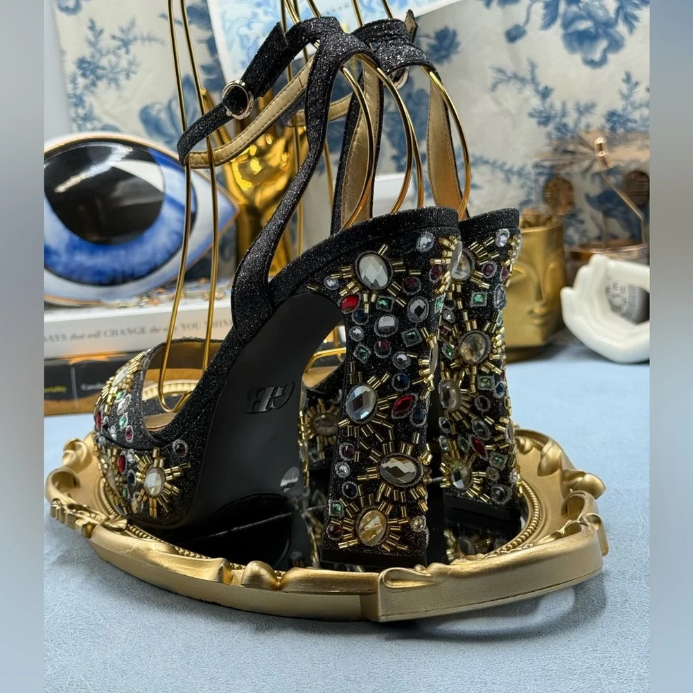 🆕 GB GIANNI BINI 🧿 NWOB Enchant-Ment Bead Embellished Platform Sandals, Sz 8M